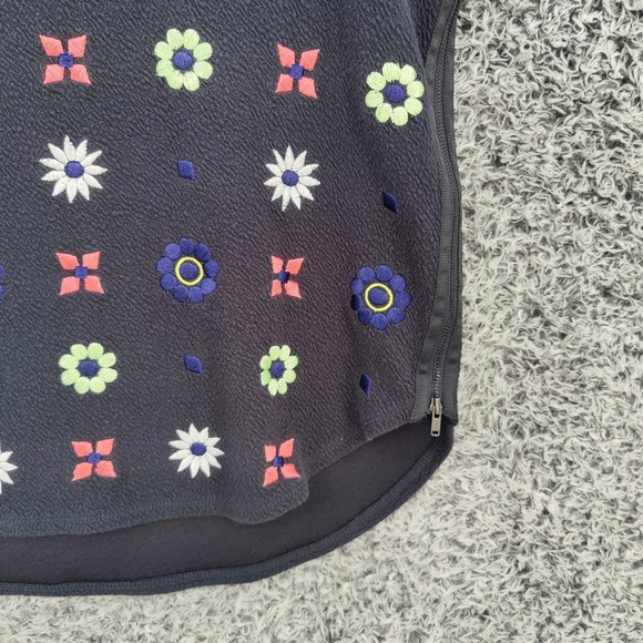 Anthropologie Deletta Womens Embroidered Flower Flutter Sleeve Zipper Top Medium - Picture 9 of 16